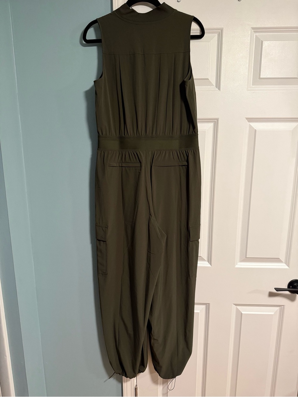 Athleta Olive Green Sleeveless Zip-Front Utility Jumpsuit - Picture 3 of 3